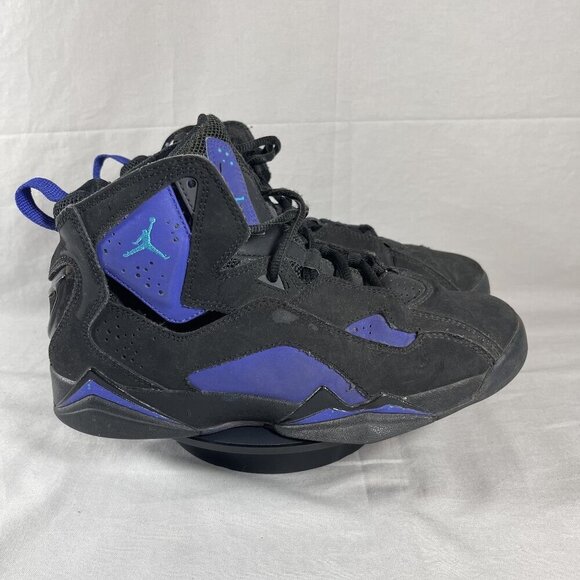 Nike Air Jordan True Flight Black Purple Mid-Top Basketball Sneakers Shoe Size 6 - Picture 1 of 9
